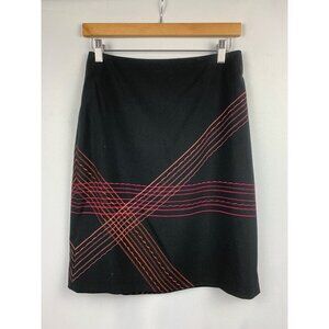 Alfani Womens Black & Multicolor Embroidered A-Line Skirt Size 4